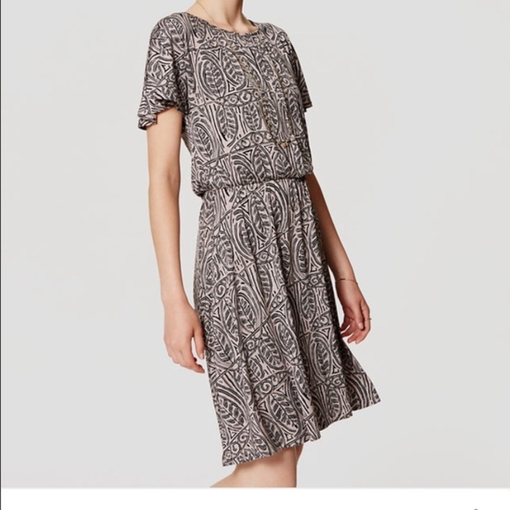 LOFT Leafy Flare Dress